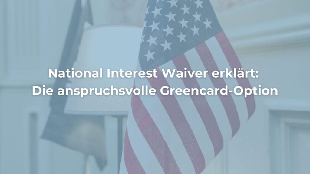 US-Flagge mit Text zur Greencard-Option