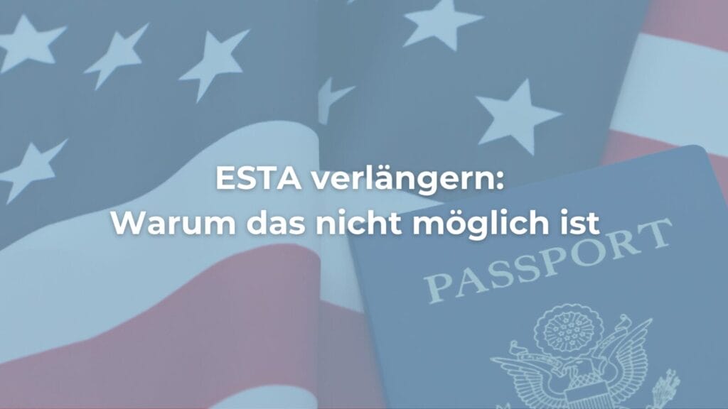 US-Pass vor amerikanischer Flagge mit Text zu ESTA