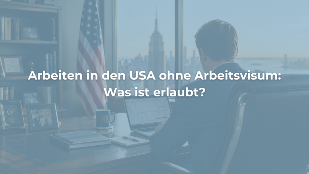 Mann im Büro vor US-Flagge mit New Yorker Skyline